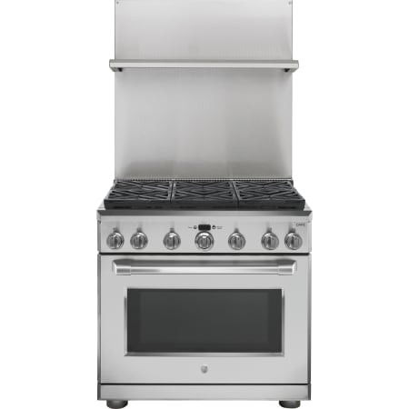 GE 30-36 Inch Adjustable Height Backsplash with Shelf for 36 Inch Wide Ranges Stainless Steel