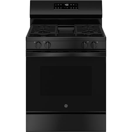 GE 30 Inch Wide 5.3 Cu. Ft. Free Standing Gas Range with Halogen Light and Simmer Burner Black