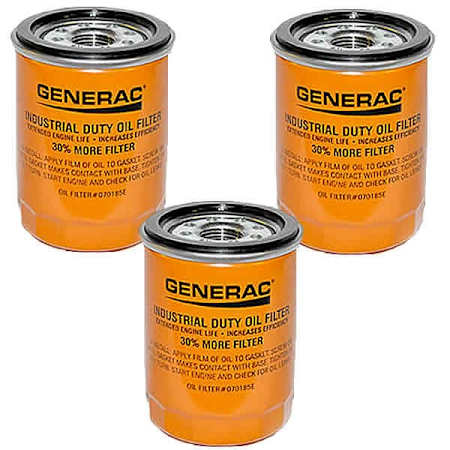 Generac 070185E Oil Filter 90mm (Orange) 3-Pack N/A