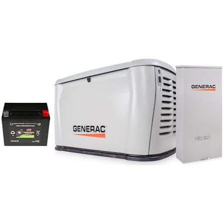 Generac 14kW (120 / 240 V) Single-Phase Air Cooled Standby Generator with 200A Transfer Switch and 12V 310 Cold Cranking Amps (CCA) AGM Battery N/A