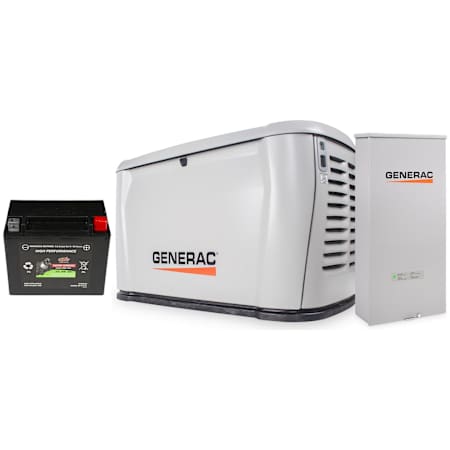 Generac 18kW (120 / 240V) Single-Phase Air Cooled Multi-Fuel Standby Generator with 200A Smart Automatic Transfer Switch and 12V AGM Battery N/A