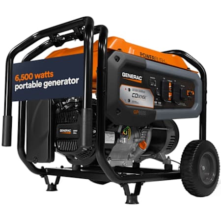 Generac GP Series 6,500 Watt (120 / 240V) Recoil Start Gasoline Portable Generator with CO-SENSE and Convenience Cord (49-State) N/A