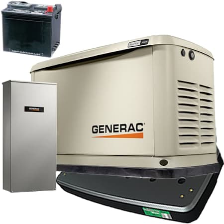 Generac Guardian Series 10kW (120 / 240V) Single-Phase Air Cooled Multi-Fuel Standby Generator 100a 16-Circuit Automatic Transfer Switch, Wi-Fi, Pad, Battery N/A