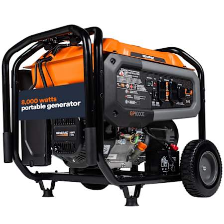 Generac GP Series 8,000 Watt (120 / 240V) Electric Button / Recoil Start Gasoline Portable Generator with COsense (CARB) N/A
