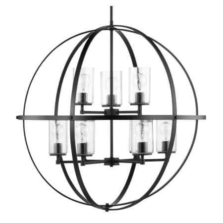 Generation Lighting Alturas 9 Light 33" Wide Outdoor Pillar Candle Chandelier Midnight Black