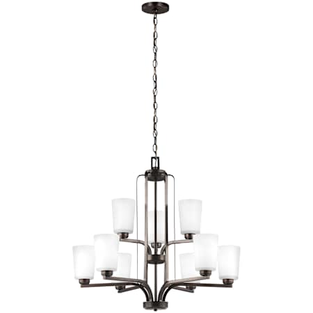 Generation Lighting Franport 9 Light 30" Wide LED Chandelier Bronze