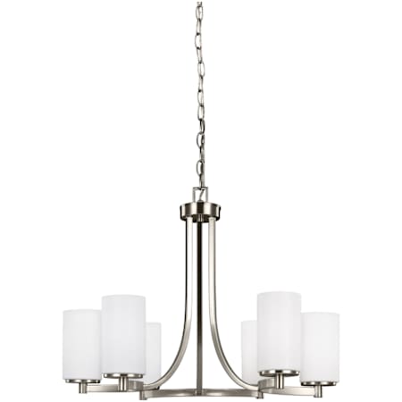 Generation Lighting Hettinger 6 Light 25" Wide LED Pillar Candle Chandelier Brushed Nickel