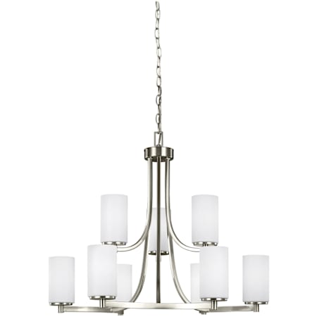 Generation Lighting Hettinger 9 Light 30" Wide LED Pillar Candle Chandelier Brushed Nickel