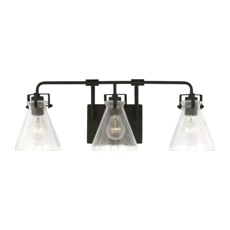 Generation Lighting Jaden 3 Light 24" Wide Vanity Light with Seedy Glass Shades Midnight Black