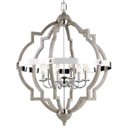 Generation Lighting Socorro 6 Light 25" Wide Taper Candle Chandelier Washed Pine