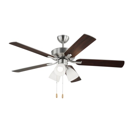 Generation Lighting Linden 52" 5 Blade 3 Light LED Indoor Ceiling Fan Brushed Steel