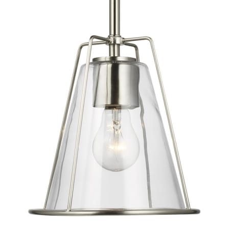 Generation Lighting Framework 8" Wide Outdoor Mini Pendant Brushed Nickel