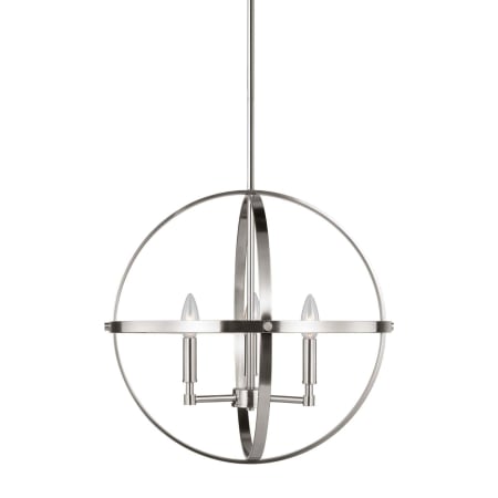 Generation Lighting Exmoore 3 Light 19" Wide Taper Candle Pendant Brushed Nickel