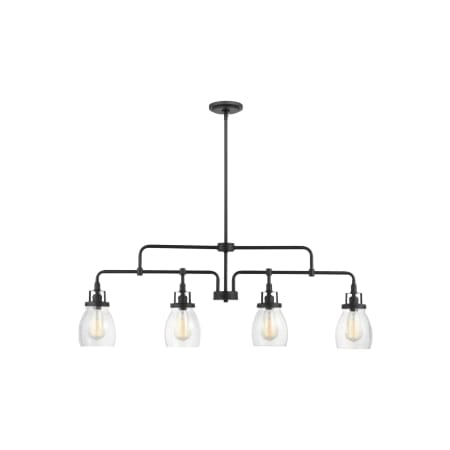 Generation Lighting Belton 4 Light 41" Wide Linear Chandelier Midnight Black