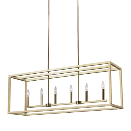 Generation Lighting Moffet Street 6 Light 42" Wide Chandelier Satin Brass