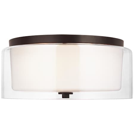 Generation Lighting Elmwood Park 2 Light 14" Wide LED Flush Mount Drum Ceiling Fixture Bronze