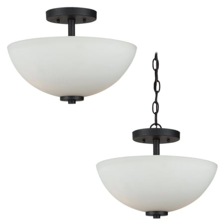 Generation Lighting Oslo 14" Wide Convertible Semi-Flush Ceiling Fixture / Converts to Pendant Blacksmith
