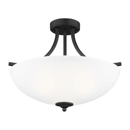Generation Lighting Geary 3 Light 19" Wide Outdoor Semi-Flush Bowl Ceiling Fixture / Converts to Pendant Midnight Black