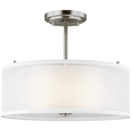 Generation Lighting Elmwood Park 2 Light 15" Wide LED Semi-Flush Drum Ceiling Fixture Brushed Nickel