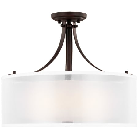 Generation Lighting Elmwood Park 3 Light Semi-Flush Drum Ceiling Fixture Bronze