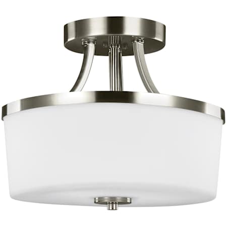 Generation Lighting Hettinger 2 Light 13" Wide LED Semi-Flush Drum Ceiling Fixture Brushed Nickel