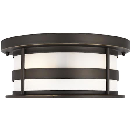 Generation Lighting Wilburn 2 Light 13" Wide LED Flush Mount Drum Outdoor Ceiling Fixture Antique Bronze
