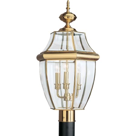 Generation Lighting Lancaster 3 Light 24" Tall Outdoor Single Head Post Light Polished Brass