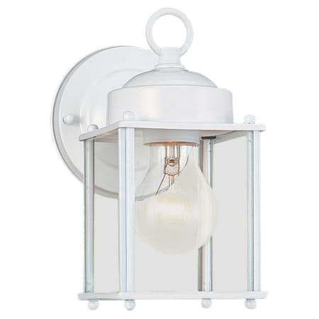 Generation Lighting New Castle 8" Tall Outdoor Wall Sconce with Clear Glass White