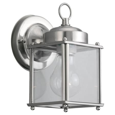 Generation Lighting New Castle 8" Tall Outdoor Wall Sconce with Clear Glass Antique Brushed Nickel