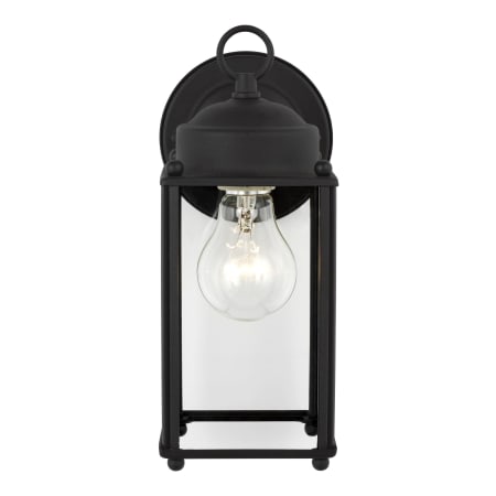 Generation Lighting New Castle 10" Tall Outdoor Wall Sconce with Clear Glass Shade Black