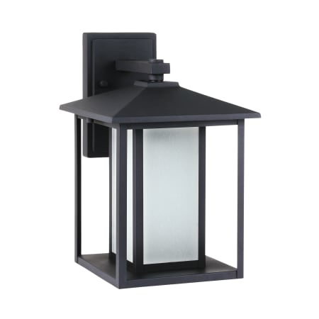 Generation Lighting Hunnington 14" Tall Outdoor Wall Sconce with Frosted Glass Black