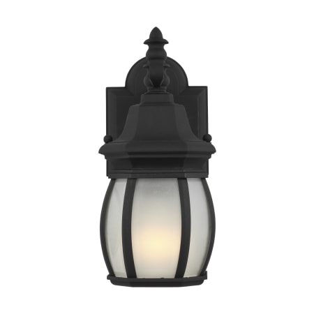 Generation Lighting Wynfield 11" Tall Outdoor Wall Sconce with Frosted Glass Shade Black