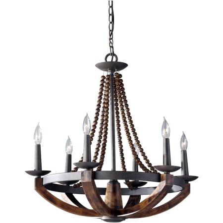 Generation Lighting Adan 6 Light Chandelier Rustic Iron / Burnished Wood