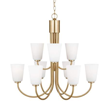 Generation Lighting Miles 9 Light 29" Wide Chandelier Satin Brass