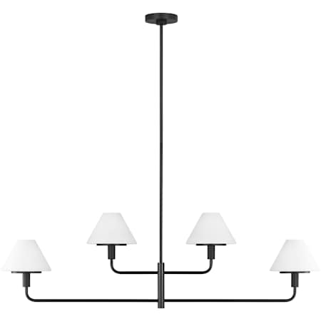 Generation Lighting Mendota 4 Light 50" Wide Chandelier Midnight Black
