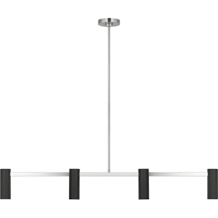 Generation Lighting Zentro 4 Light 48" Wide Linear Chandelier Brushed Nickel