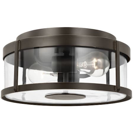 Generation Lighting Luning 13" Wide Flush Mount Drum Outdoor Ceiling Fixture Antique Bronze