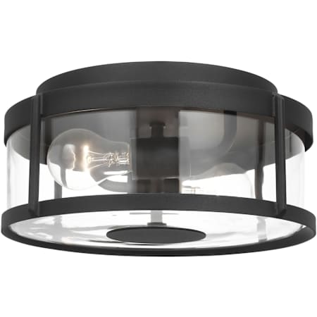 Generation Lighting Luning 13" Wide Flush Mount Drum Outdoor Ceiling Fixture Textured Black