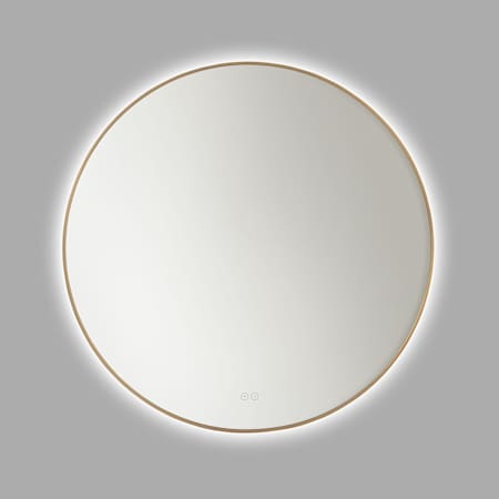Generation Lighting Cadre 36" Diameter Circular Flat Framed Wall Mounted Bathroom Mirror with Lighting Satin Brass