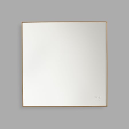 Generation Lighting Cadre 30" Square Flat Framed Wall Mounted Bathroom Mirror with Lighting Satin Brass