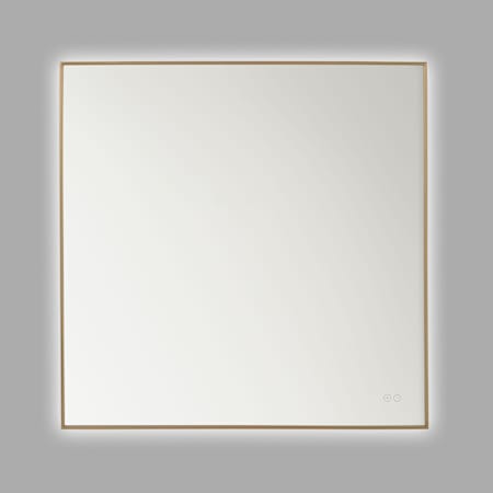 Generation Lighting Cadre 36" Square Flat Framed Wall Mounted Bathroom Mirror with Lighting Satin Brass