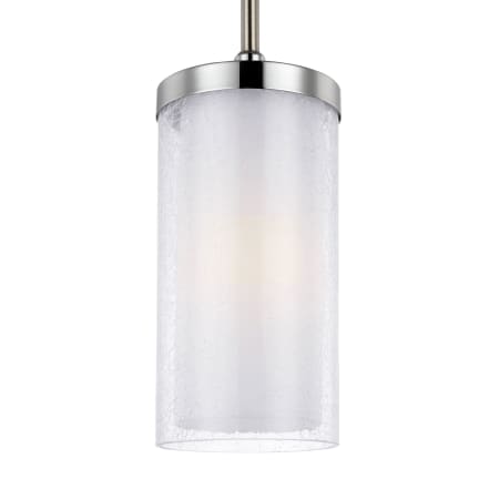Generation Lighting Jonah 6" Wide Mini Pendant Satin Nickel / Chrome