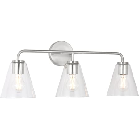 Generation Lighting Senda 3 Light 26" Wide Vanity Light Clear Glass Shades Brushed Nickel