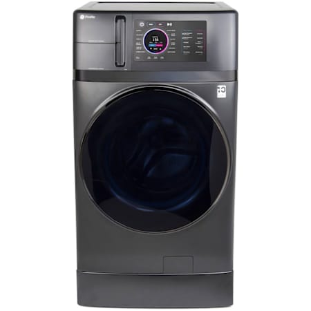 GE Profile 28 Inch Wide 4.8 Cu. Ft. Ultrafast Combo Washer/Dryer with Ventless Heat Pump Technology with 7 Inch Riser Included Carbon Graphite