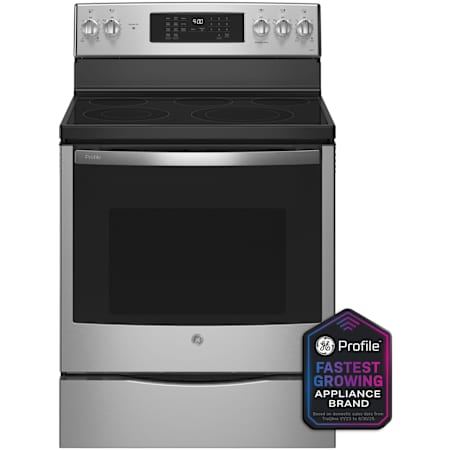 GE Profile 30 Inch Wide 6.2 Cu. Ft. Free Standing Fingerprint Resistant Electric Range with Built-In WiFi and No Preheat Air Fry Fingerprint Resistant Stainless