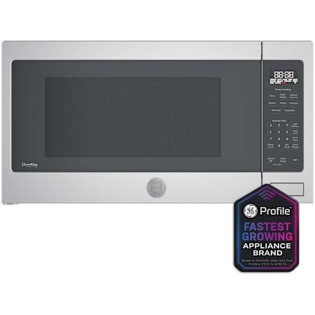 GE Profile 25 Inch Wide 2.2 Cu. Ft. 1100 Watt Countertop Microwave with LED Display and Child Lock Stainless Steel