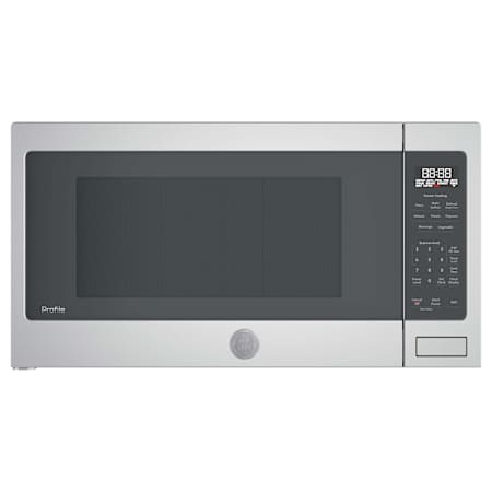 GE Profile 25 Inch Wide 2.2 Cu. Ft. 1100 Watt Countertop Microwave with LED Display and Child Lock Stainless Steel