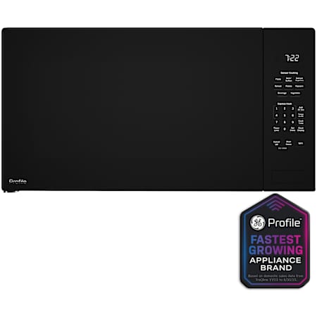 GE Profile 25 Inch Wide 2.2 Cu. Ft. 1100 Watt Built In Microwave with LED Display and One Touch Instant Operation Black