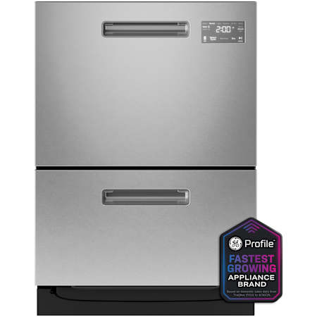 GE Profile 24 Inch Wide 14 Place Setting Built-In Fingerprint Resistant Front Control Dishwasher with Leak Sensors and Stemsafe™ Fingerprint Resistant Stainless