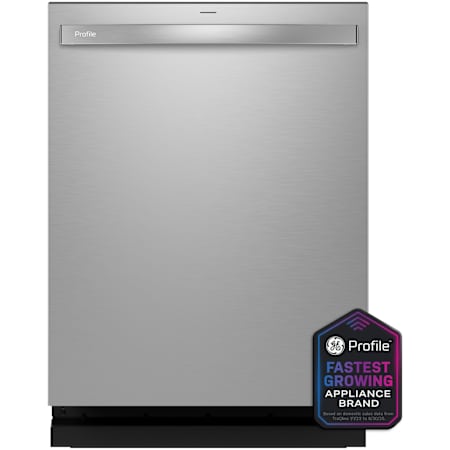 GE Profile 24 Inch Wide 16 Place Setting Built-in Top Control Dishwasher with Sanitize Cycle and Piranha Hard Food Disposer Fingerprint Resistant Stainless